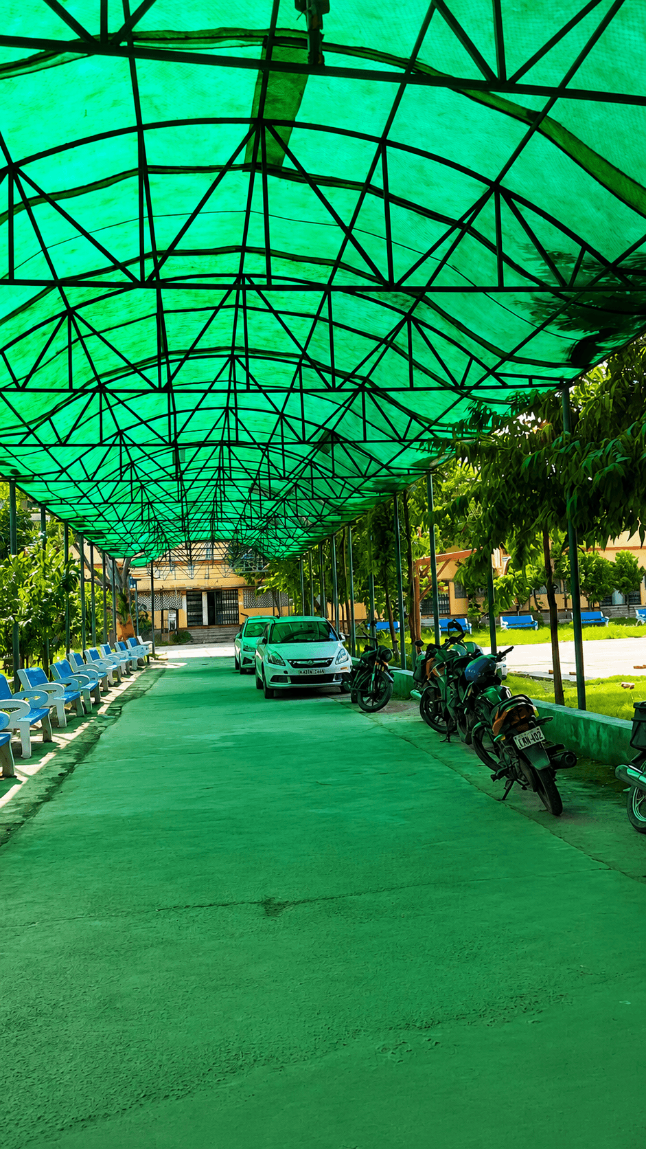 School and parking shade installation